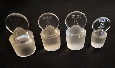4 Vintage Kimax Science Lab Penny Head Solid Glass Stoppers  • $18