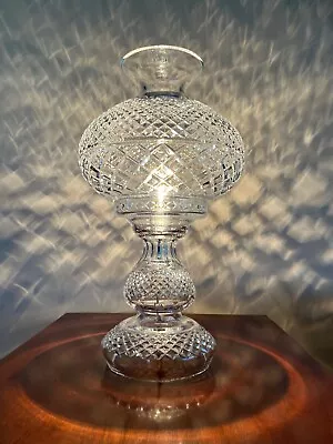 Vintage WATERFORD Crystal Large 19 Inch INISHMORE Electric Hurricane Lamp • $575