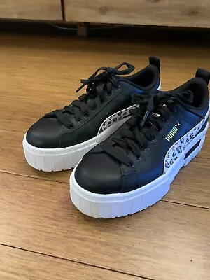 $30 • Buy Near New Black And Leopard Print Puma Sneakers Size 37 (6)