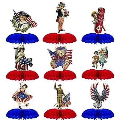 9 Pieces Vintage 4th Of July Honeycomb Centerpieces Independence Day Honeycom... • $16.96