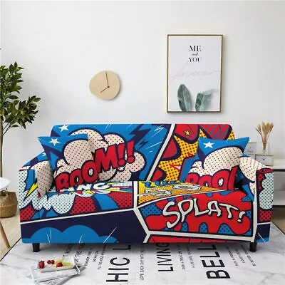 1-4 Seater & L Shape Sofa Covers Pop Art Style Couch Slipcover • $96.66