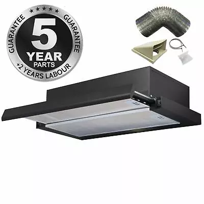 SIA TSH60BL 60cm Black Telescopic Integrated Cooker Hood Extractor & 3m Ducting • £82.99