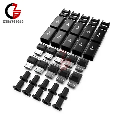 10PCS Micro USB Type B Male Plug Connector Kit With Plastic Cover For DIY • $2.72