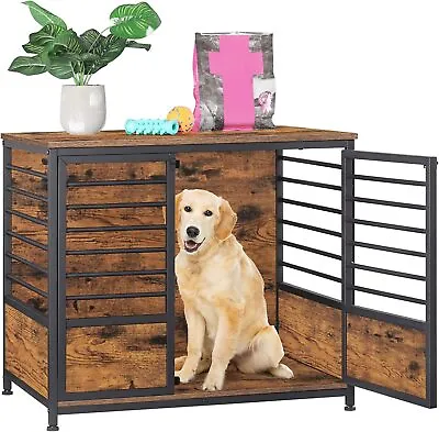 Medium Wooden Furniture Style Dog Crate W/ Double Door Indoor End Table • $129.99