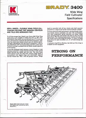 $12 • Buy Original OEM Brady Koehring 3400 Wide Wing Field Cultivator Spec Sheet Brochure