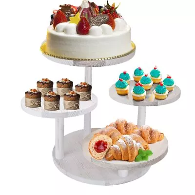 5 Tier Round Cupcake Tower Stand For 60 Cupcakes Wooden Cake Stands With Tie... • $49.77