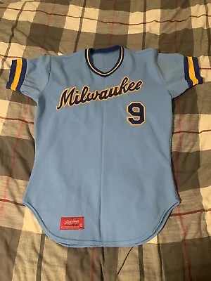 Rawlings 1978-1985 Milwaukee Brewers Road Jersey Size 42 Blue Pullover Read Desc • $225