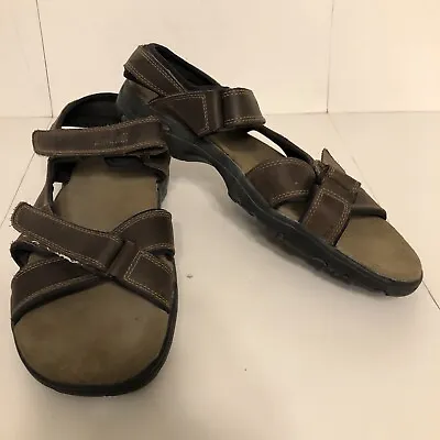 Timberland Sandals Mens 12 Leather Two Strap Brown Adjustable Ankle Strap • $5.95