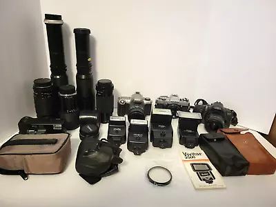 Lot Of Cameras And Lenses And Flashes See Description For Entire List - Untested • $175