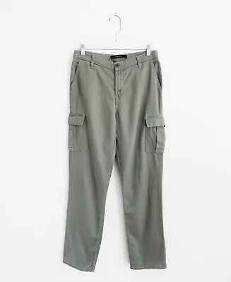 J Brand Muted Myrtle Green Grey Tencel Cotton Twill Croft Easy Cargo Pants Sz 27 • $44