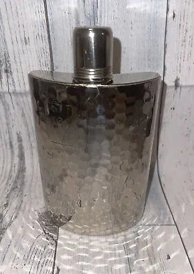 $39.99 • Buy Vintage German Hip Flask Hammered Metal Tin Lined 10 Ounces  Made In  W. Germany