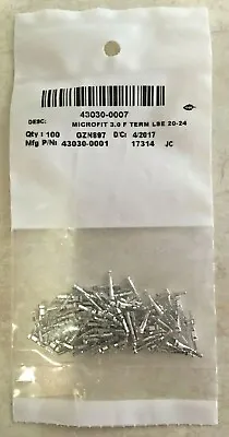 Molex 43030-0001 Female Pins 20-24 Awg  For MicroFit 3.0 Series 100 Pcs./bag • $10.99