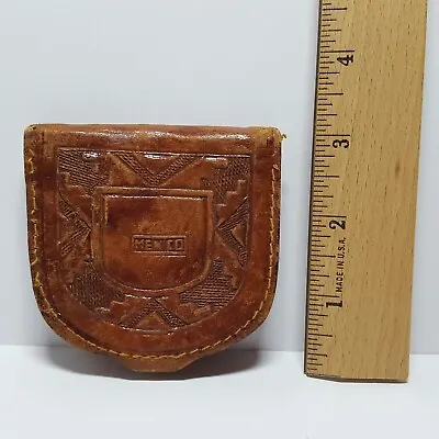 Vintage 3  Stamped Leather Mexican Coin Purse Wallet • $14.95