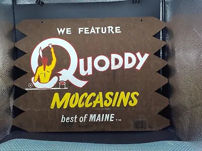 Vintage Quoddy Moccasin Best Of Maine Wooden Advertising Sign • $225