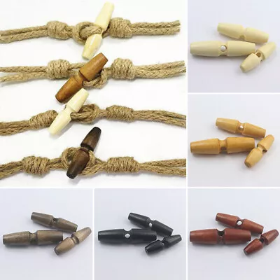 £2.63 • Buy 10pcs Wooden Toggle Buttons Coat Jacket Cardigan Duffle Horn Sew Knitwear 