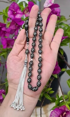 Original Erzurum Oltu  1000K Silver Inlay Prayer Beads Misbaha تسبيح Masbaha • $209.11