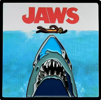 Jaws Metal & Enamel Pins / Pin Badges Set. Shark Movie Pin Gift Box Option • £10.95