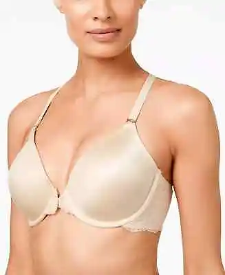 MAIDENFORM Lace T-Back Shaping Underwire Front Close Bra - LATTE LIFT - Size 36D • $19.99