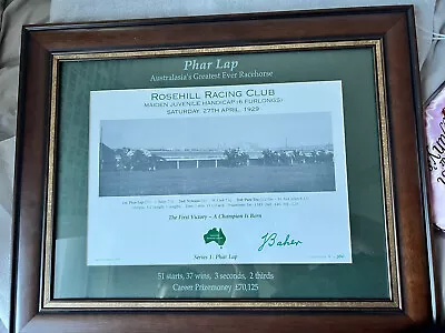 Phar Lap Hand Signed Maiden Jockey Jack Baker Limited Edition #1/350 Worldwide • $1495