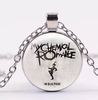 My Chemical Romance Silver Link Chain 50cm Necklace Handmade 25mm Glass Pendant • £6.99