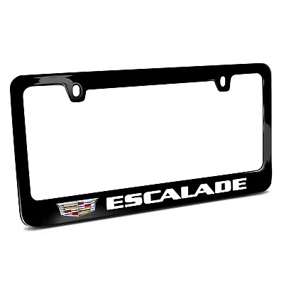 Cadillac Escalade Crest Logo In Full-Color Black Metal License Plate Frame • $39.99