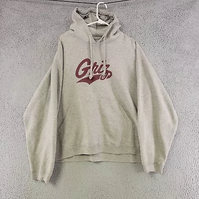 Vintage Montana Grizzlies Hoodie Mens L Large Gray Pullover Sweater Oversized • $16.77