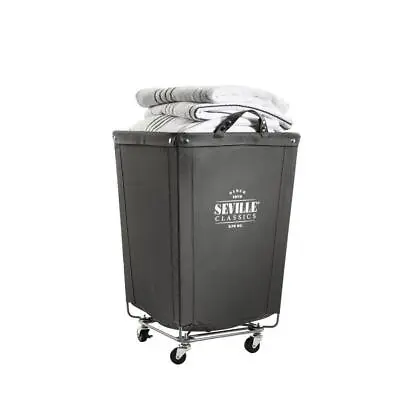 Commercial Canvas Laundry Hamper Cart Gray Roller Wheels Organize Clothing • $71.99