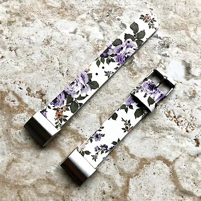 $42.76 • Buy FL-4-CH2 Soft Leather Floral Band Strap With Adapters For Fitbit Charge 2