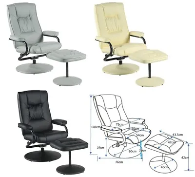 £129.95 • Buy 360' Swivel Lounge Recliner Chair High Back & Foot Stool Armchair, 3 Colours