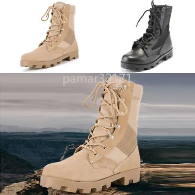 Mens Tactical Army Combat Military Boots Lace Up Outdoor Hiking Training Shoes • £24.49