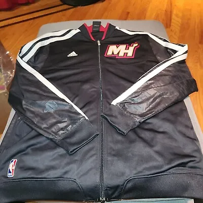 Men’s Adidas Miami Heat Basketball Zip Up Warmup  Jacket Size Adult XL Black • $32.80