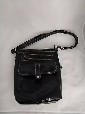 Patent Leather Shoulder Handbag Zipper Snap On Front Big Zipped Back Pocket • $20