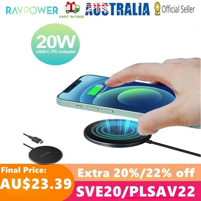 $29.99 • Buy RAVPower Qi Wireless Charger Charging Pad For IPhone 13 12 11 Pro Max Samsung