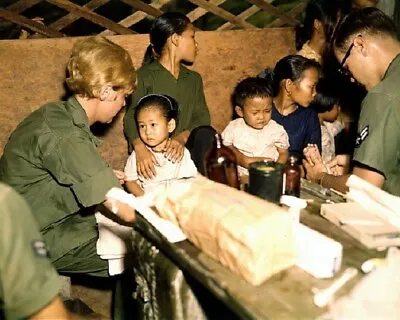 U.S. Nurse Treats Vietnamese Child Operation MED CAP 8x10 Vietnam War Photo 810 • $7.43