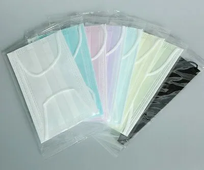 Disposable Face Mask Protective Masks 3 Ply Layer Black White Blue Green Pink • $1.95