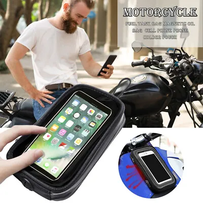 Universal Motorcycle Fuel Tank Bag Magnetic Fuel Bag Mobile Phone Holder PouchOp • $18.10