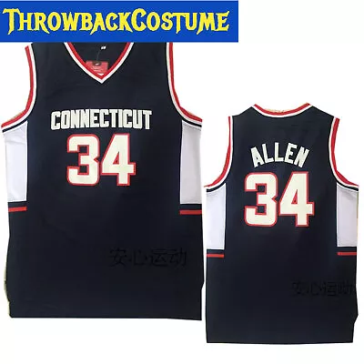 Vintage Throwback Ray Allen #34 Connecticut Retro Basketball Jersey Stitched • $26.99