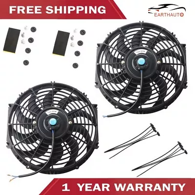 2X 12'' Universal 12Volt Electric Radiator Cooling Slim Fans Push/Pull 10 Blades • $29.90