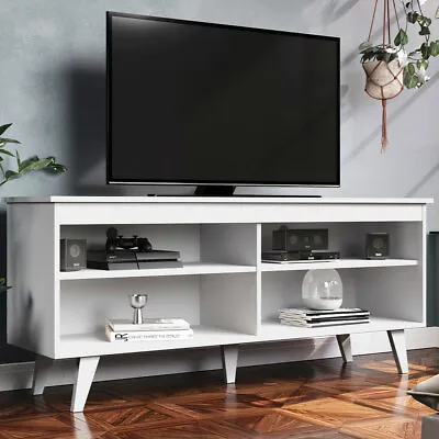 MADESA TV Stand Cabinet With 4 Shelves For TVs Up To 55 Inches Wood • £89.99