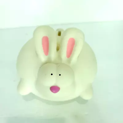 Plastic Coin Money White Bunny Rabbit Piggy Bank Big Eyes Chubby  PFF 5in X 6in • $21.24