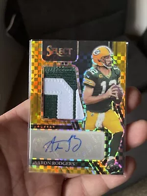 2022 Select Football Aaron Rodgers Gold Prizm Patch Auto 4/10  Packers • $800