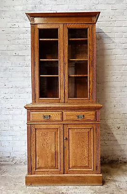 Oak Glass Display Kitchen Cabinet / Bookcase / Dresser • £395