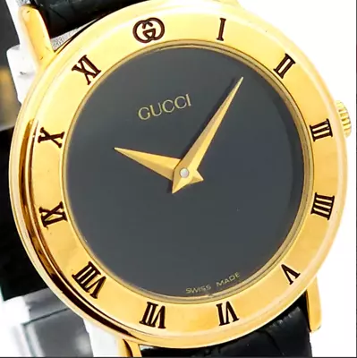 Gucci 3000L QZ Ladies Gold Black Vintage Swiss Watch Quartz E835 Working One • $130