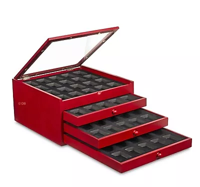 Rosewood Zippo Lighters Chest Cabinet Display Case Box 80 Lighters Premium Red • $193.61