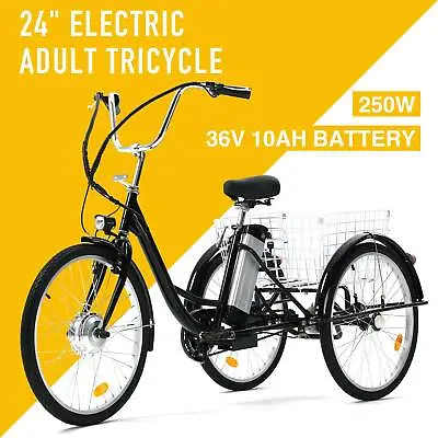 24  Adult Three-Wheeled Electric Bicycle W/Basket • $549.99