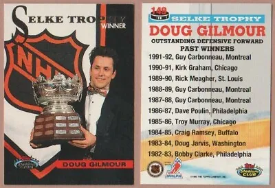 Doug Gilmour Selke Trophy Winner - 1993 Stadium Club # 149 - Hall Of Fame Member • $1.95