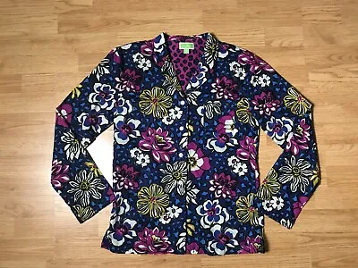 $8.98 • Buy Vera Bradley Women's Sleep Shirt Size S Navy Floral Pajama Top Button-up Cotton