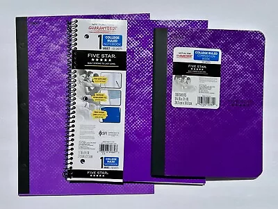Five Star Bitmap Design Composition Spiral Notebooks & Folders - Purple 4 Pack • $12.99