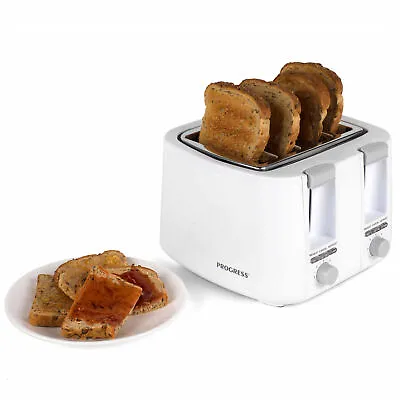 Progress 4 Slice Toaster 7 Level Of Browning Anti-Jam Removable Crumb Tray 1500W • £26.99