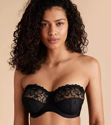 BNWT M&S Black Non-Padded Wired Multiway Strapless Bra               (ST346/720) • £9.99